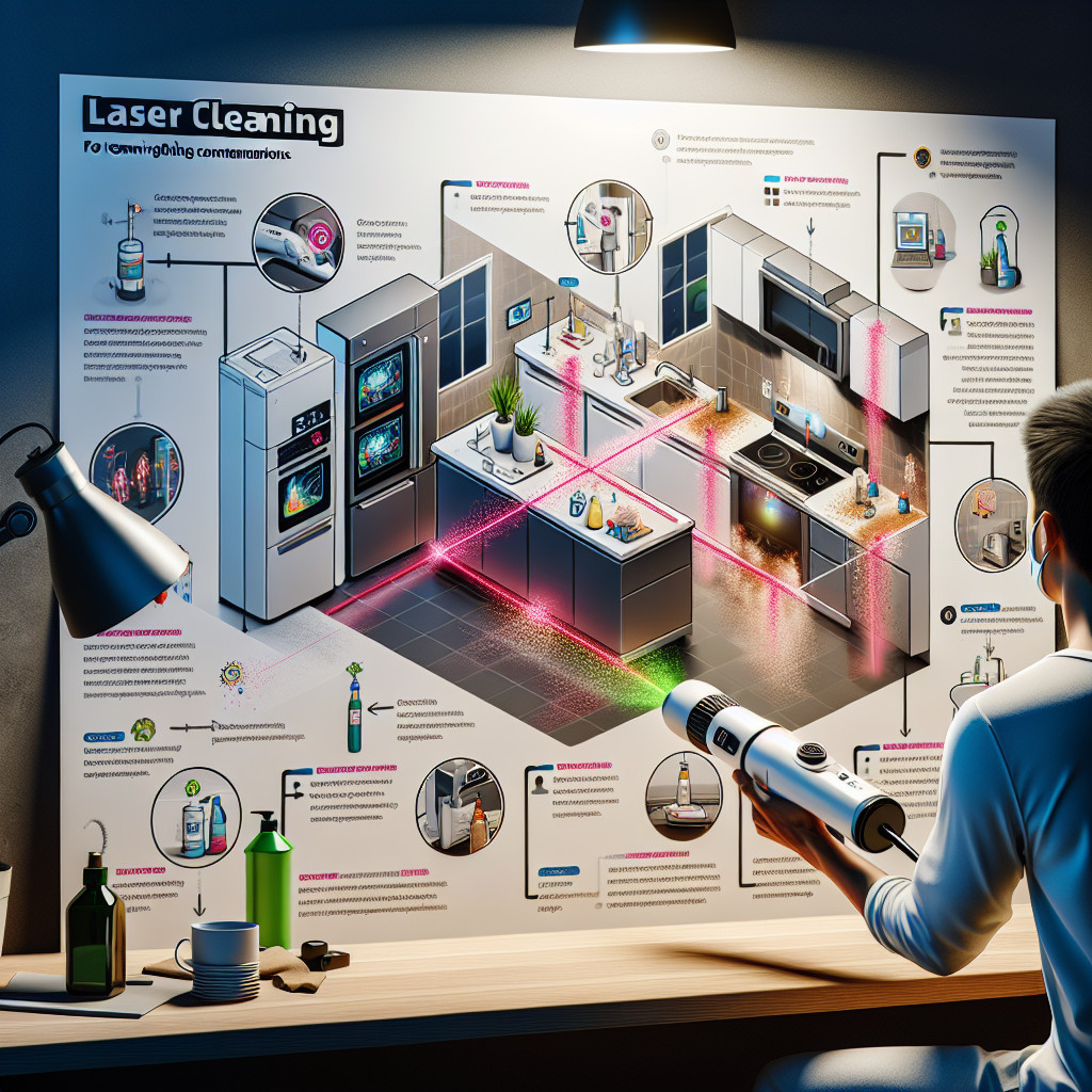 Laser cleaning for removing contaminants from household surfaces